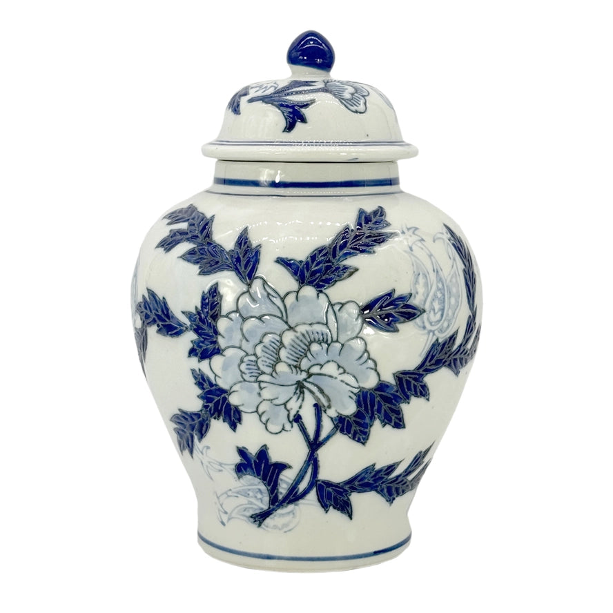 Floral Chinoiserie Ceramic Ginger Jar 12"