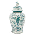 Teal & White Chinoiserie Ceramic Jar